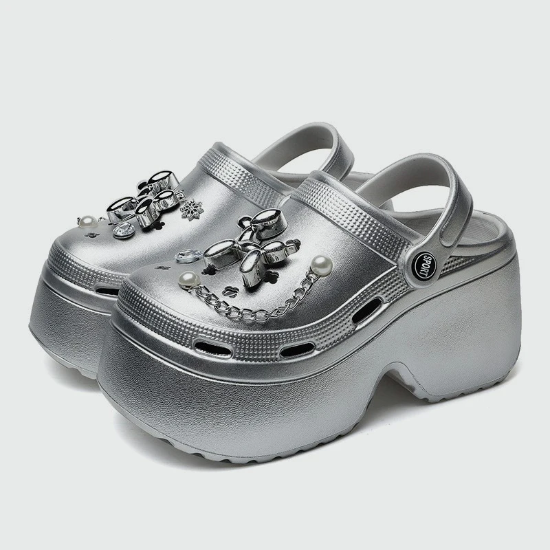 Gardening Tools Women - Nieuwe dames zilveren platform klompen zomer