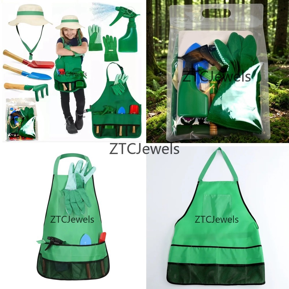 Gardening Tools In - Tuinschort voor kinderen, gereedschapset met handschoenen,