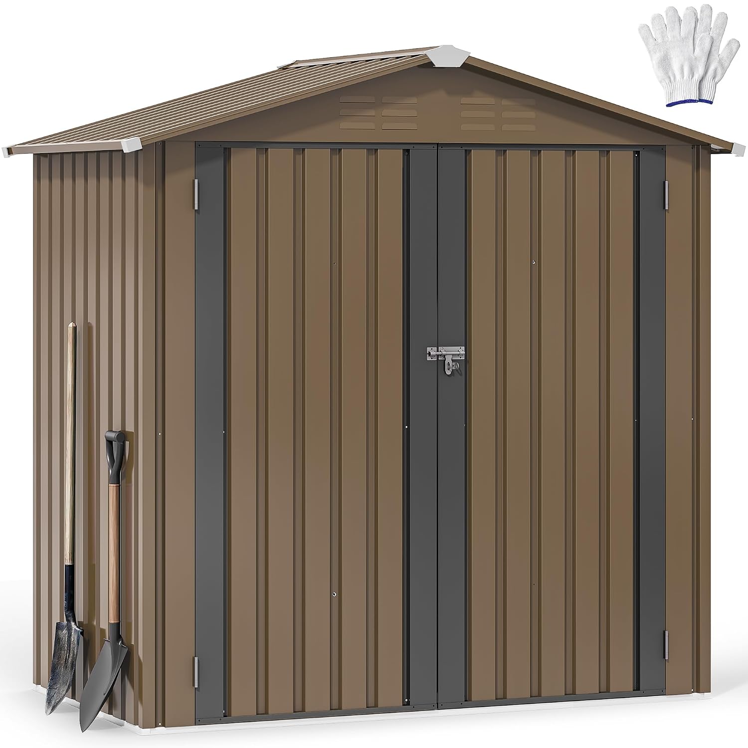 Gardening Tools In - 6x4ft Metalen Buitenberging, Waterdichte Gereedschapsschuur, Robuuste