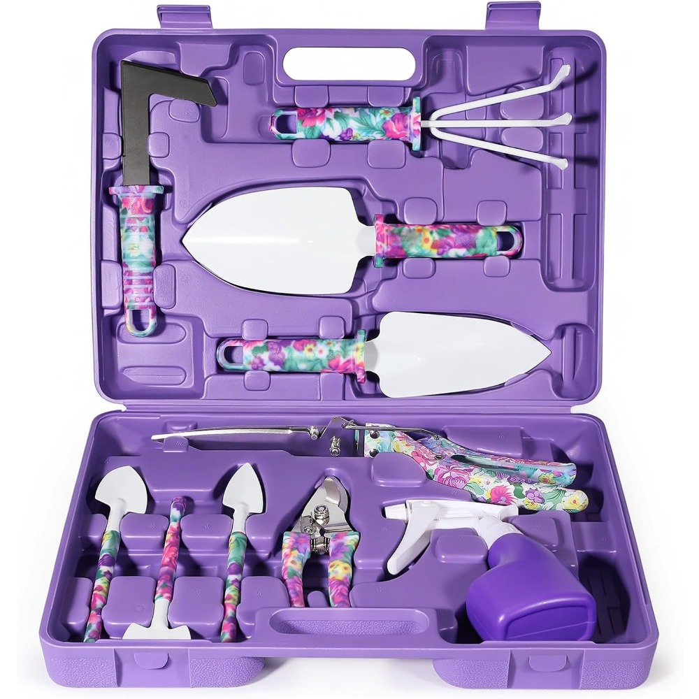 Gardening Tools Women - 10-delige tuingereedschapset met bloemenprint koffer: Ideaal