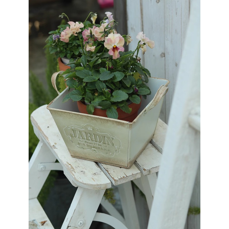 Gardening Tools English - Vintage pastorale tinnen Engelse binaurale bloempot