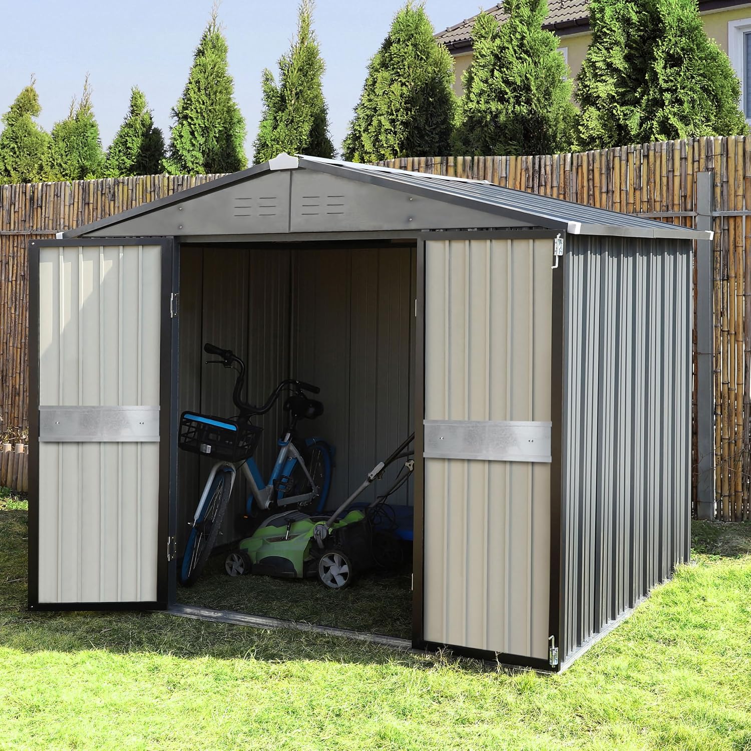 10' x 10' Buitenberging met du - Gardening Tools In recensie en prijs