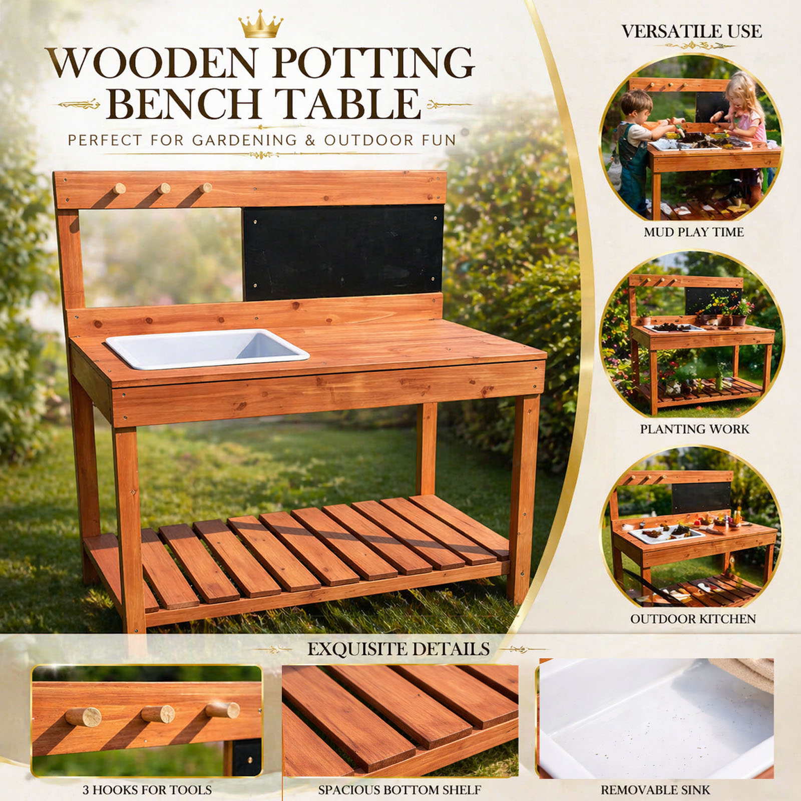 Houten plantentafels voor kind - Gardening Tools Kids recensie en prijs